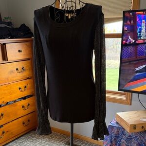 Mystree Black Long Sleeve Top with Shimmer